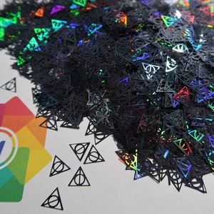 Black Holographic Triangle Glitter: Solvent Resistant Polyester (0.5 oz)