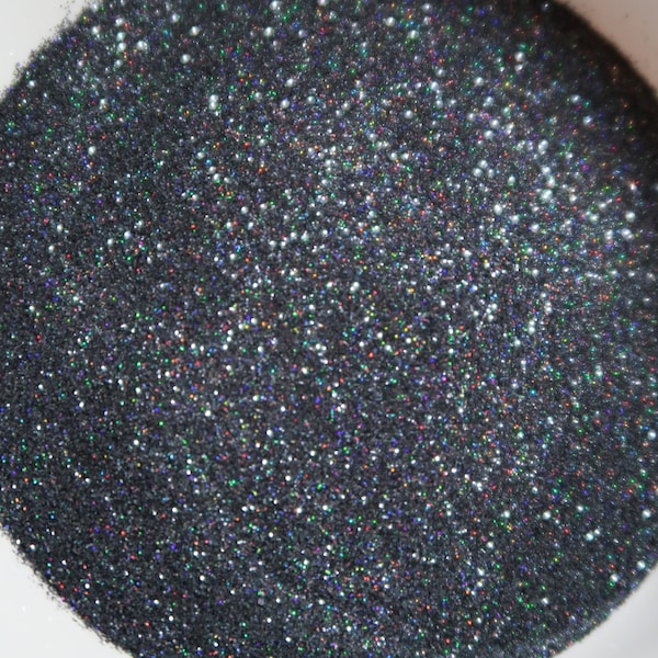BLACK OUT- Black holographic colored glitter, nail art, epoxy tumblers, resin molds, tumblers, keychains, solvent resistant, .2mm