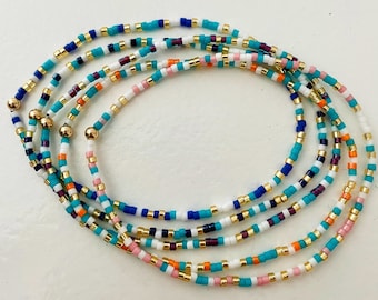 Dainty Miyuki Seed Bead Bracelet: Colorful 14k Gold Filled Stack