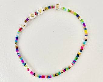 Floating Letters Seed Bead Bracelet | Colorful Bracelet | Customizable | Personalize | Name Bracelet | Word Bracelet | Tiny Beads