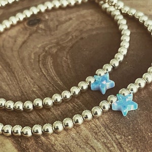 Blue Opal Star Bracelet | Gold Filled Beads | Opal Star | Tiny Star | Bracelet Stack | Holiday Bracelet | Kids Bracelet | Gift Ideas
