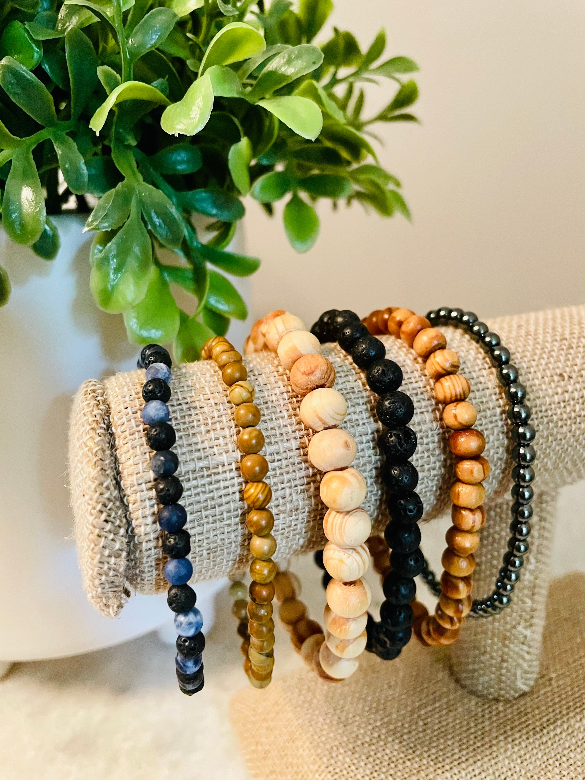 Mens Bracelets Beaded Bracelets Hematite Beads Dad Jewelry