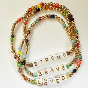 Motivational Word Bracelet | Gold Filled Beads, Inspirational Jewelry | Stackable Motivation | Loved