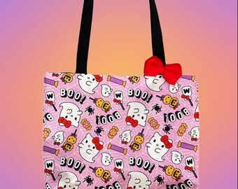 Kawaii Kitty Halloween Tote Bag - PINK