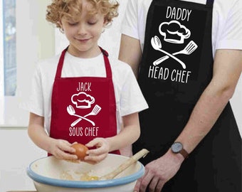 Matching Aprons for Father/Mother Son/Daughter Birthday gifts