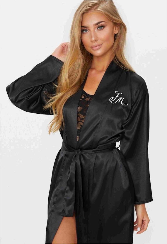 Personalised satin dressing clearance gown