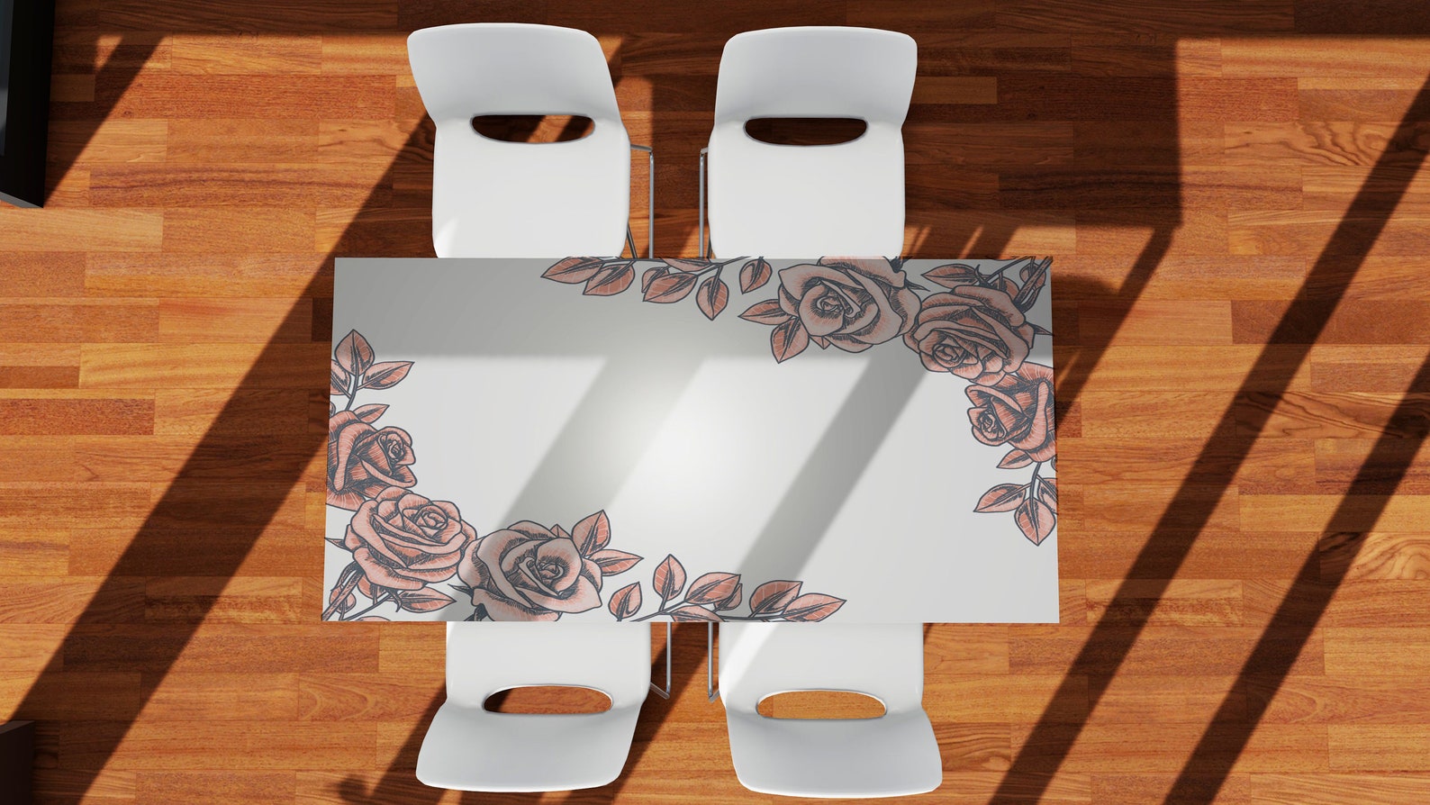 Flower Table Cover Pink Flower Art Custom Table Top Dining Etsy