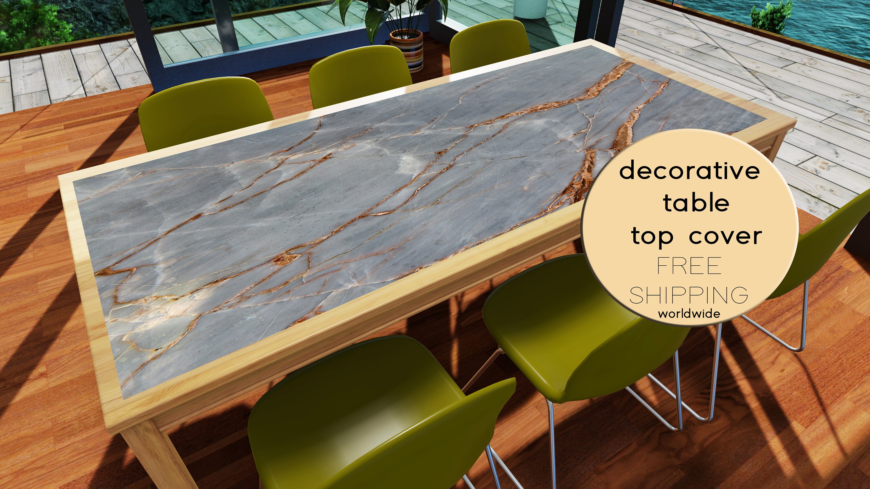 Gray Marble Table Top Covering Marble Printed Table Mat Etsy