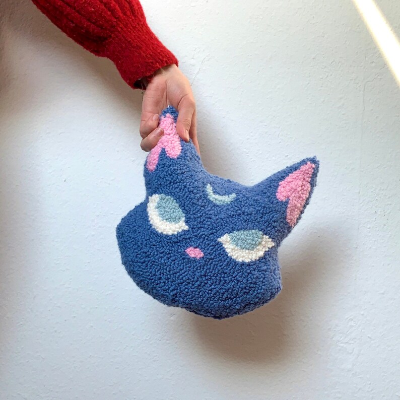 Süßes punch Needle Katzen Deko Kissen aus Wolle image 3