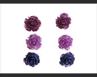 Rose Earrings | Earring Studs | Flower Earrings  Purple Earrings | Sterling Silver | Earring Set |Rose Earrings | Gift Giving | Gift for Mom