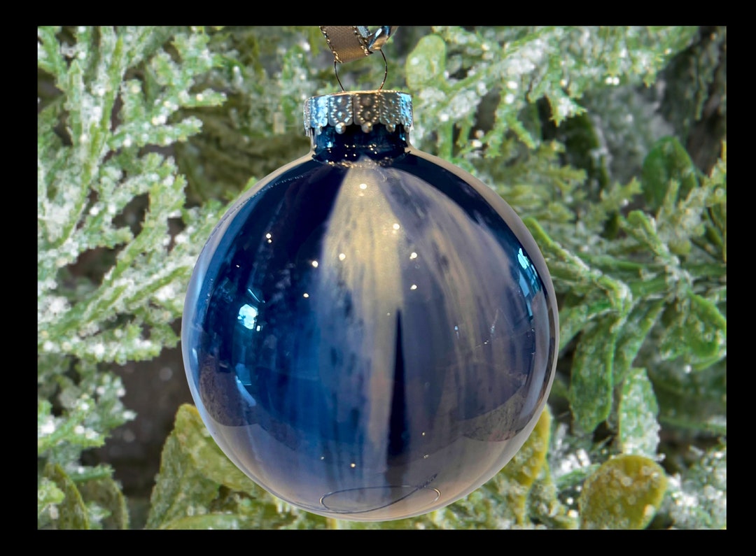 Navy Christmas Decor Navy Glass Ornament Ornaments Hand Etsy