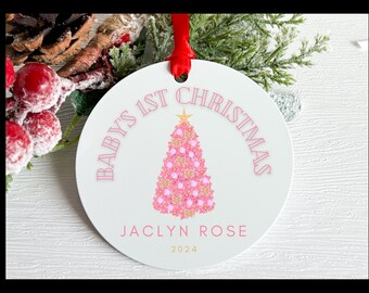 Baby Erste Weihnachten Metall Ornament | Baby Mädchen | Erste Weihnachtsschmuck | Personalisierte Geschenke | Personalisierte Baby Ornament