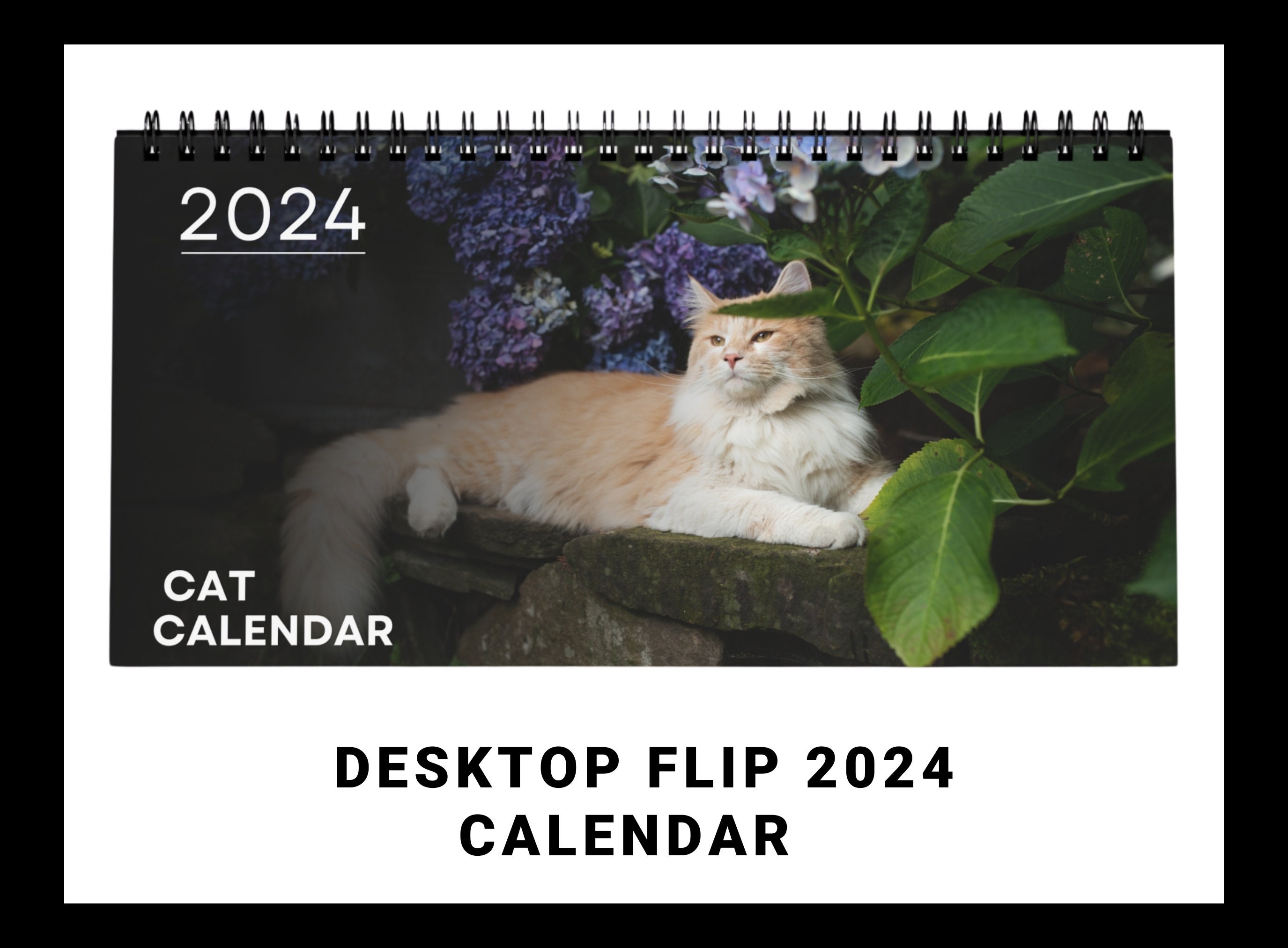 Calendrier bureau chats, mensuel 2024, boutique objets chat