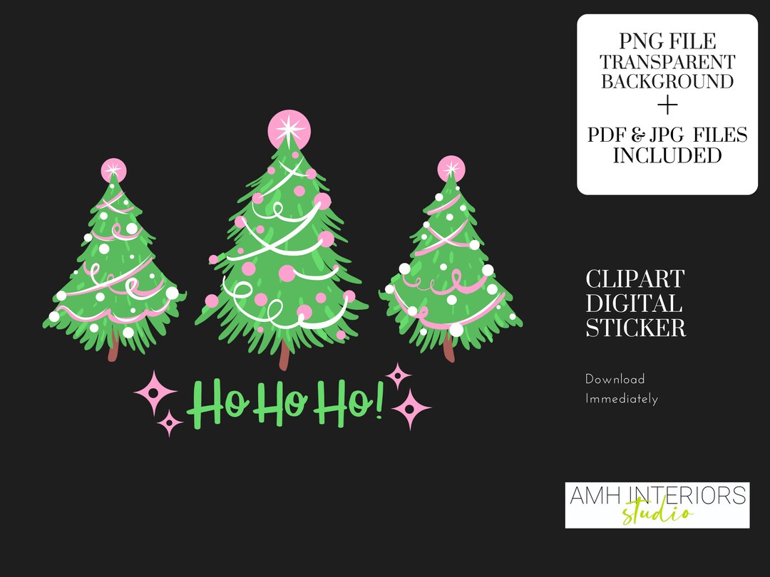 Printable PNG Pink Christmas Clipart Digital Stickers Png - Etsy