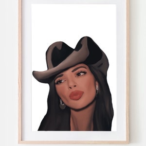 Kendall Jenner Cowgirl, Impression numérique, Art mural DIY, Décor mural Kendall Jenner, Portrait de célébrité, Art occidental, Art mural en dortoir, Art à la mode