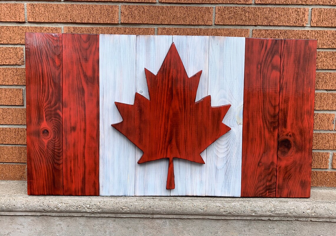 Wooden Canadian rustic flag Etsy