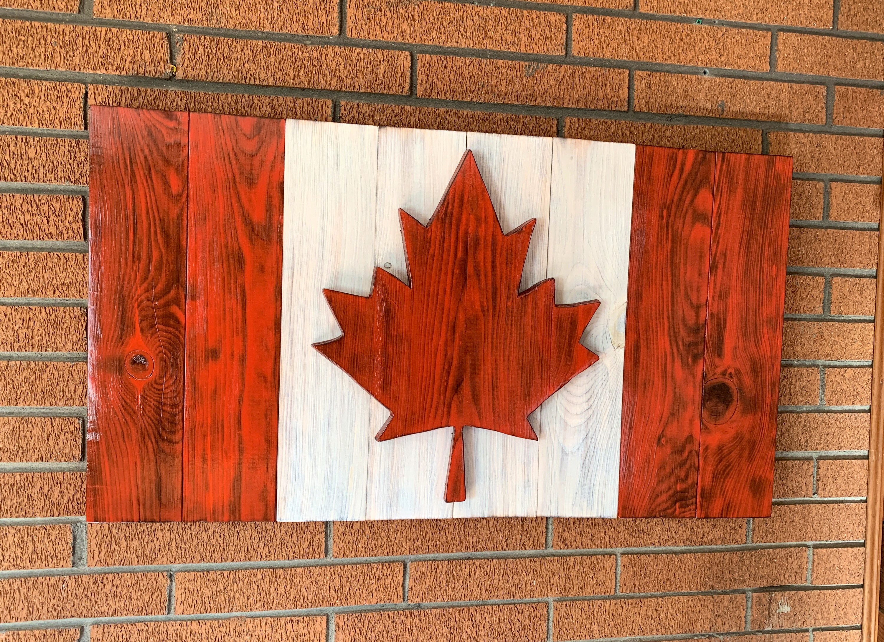 Wooden Canadian rustic flag Etsy