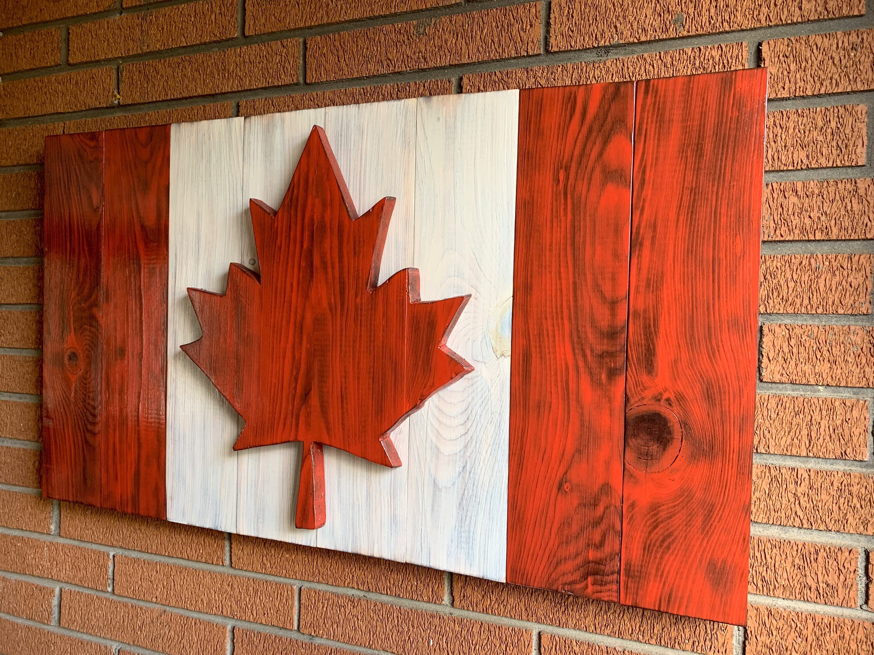 Wooden Canadian rustic flag Etsy