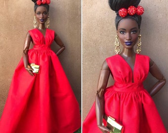 Red dress for 1/6 scale dolls