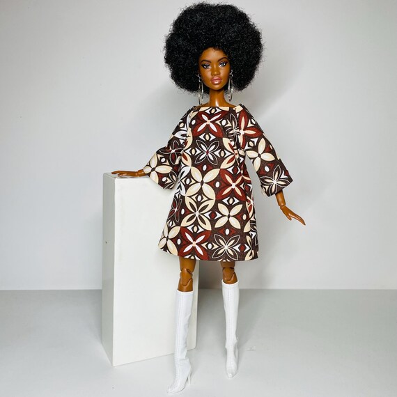 Robe trapèze imprimée géométrique, pour poupées échelle 1:6