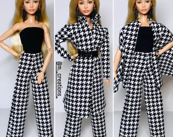 Houndstooth Jumpsuit Set, for 1:6 scale dolls