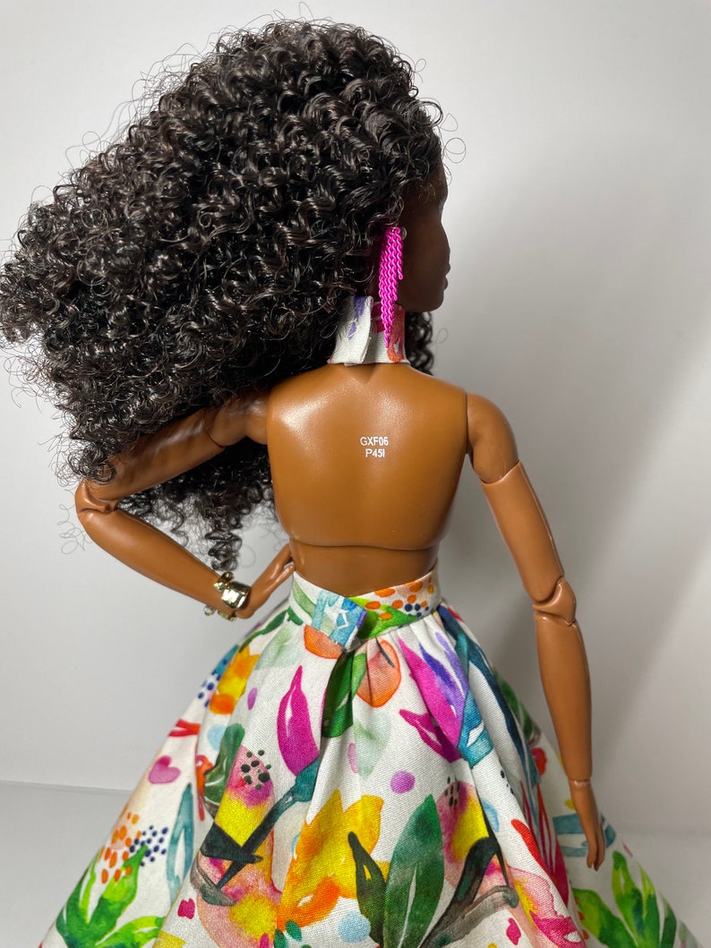 Floral printed dress, for 1/6 scale dolls image 7