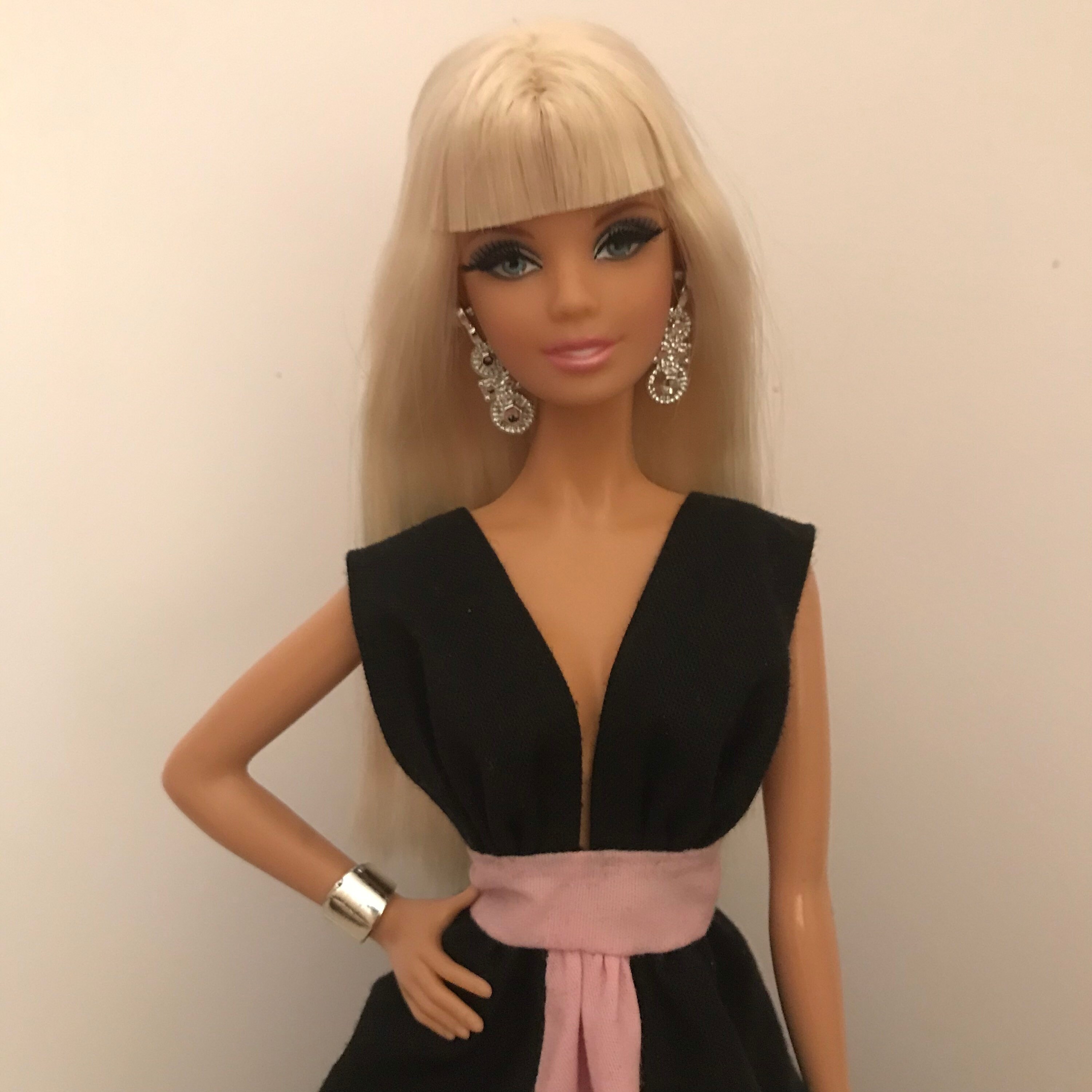 Long black and pink dress for Barbie | Etsy