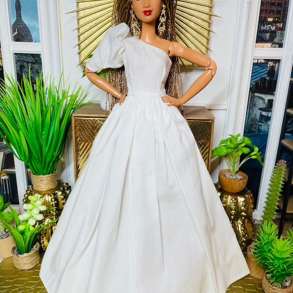 White dress for 1/6 scale dolls