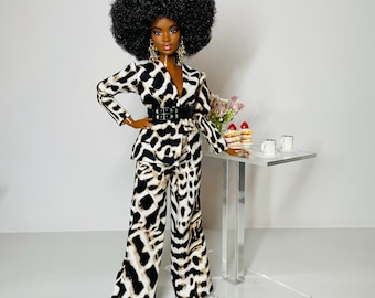 Printed pantsuit, for 1:6 scale dolls