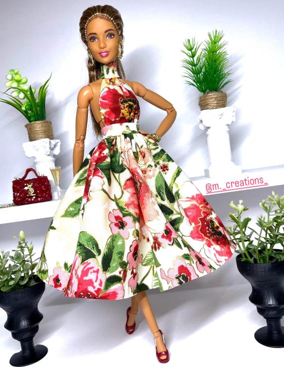Floral Print Dress for 1/6 Scale Dolls