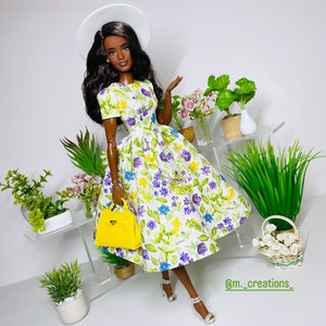 Flower print dress, for 1:6 scale dolls image 1