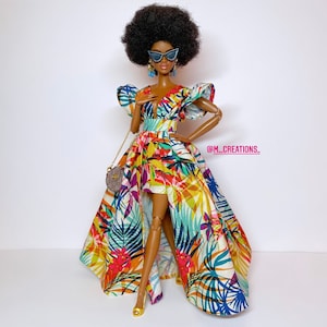 Tropical print dress for 1:6 scale dolls