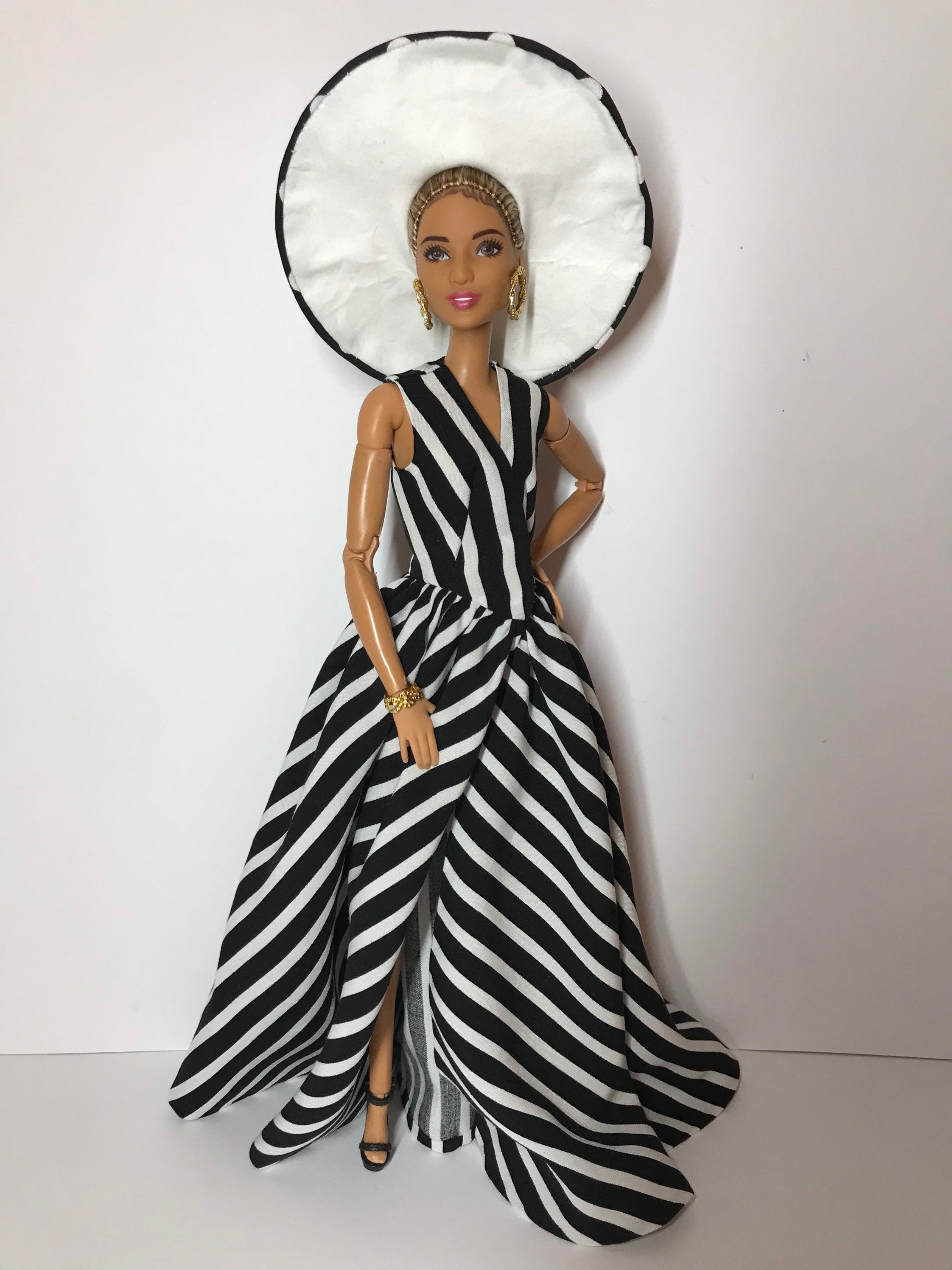 Black and white striped dress for Barbie and Fashion Royalty | Etsy