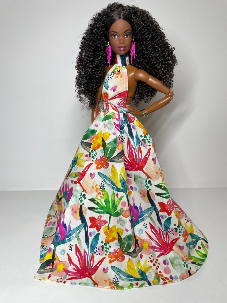 Floral printed dress, for 1/6 scale dolls image 4