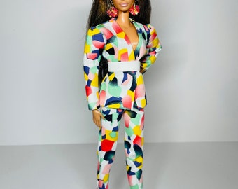 Printed pantsuit, for 1:6 scale dolls