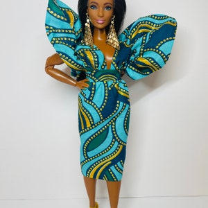 Printed wax dress for 1:6 scale dolls