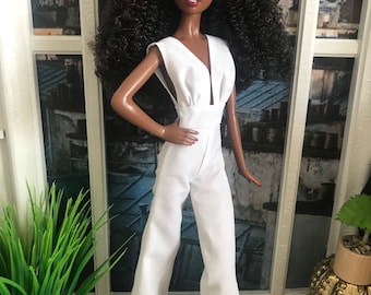 White jumpsuit for 1/6 scale dolls
