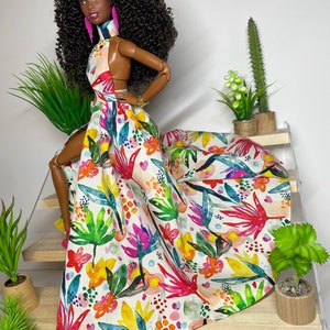 Floral printed dress, for 1/6 scale dolls image 9