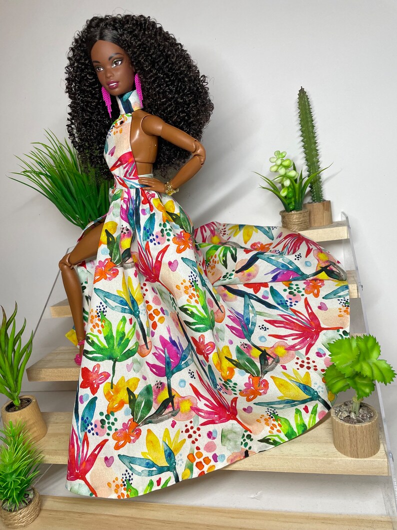 Floral printed dress, for 1/6 scale dolls image 9