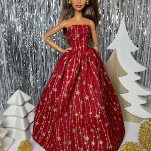 Feestelijk strapless jurkje, voor poppen op schaal 1:6