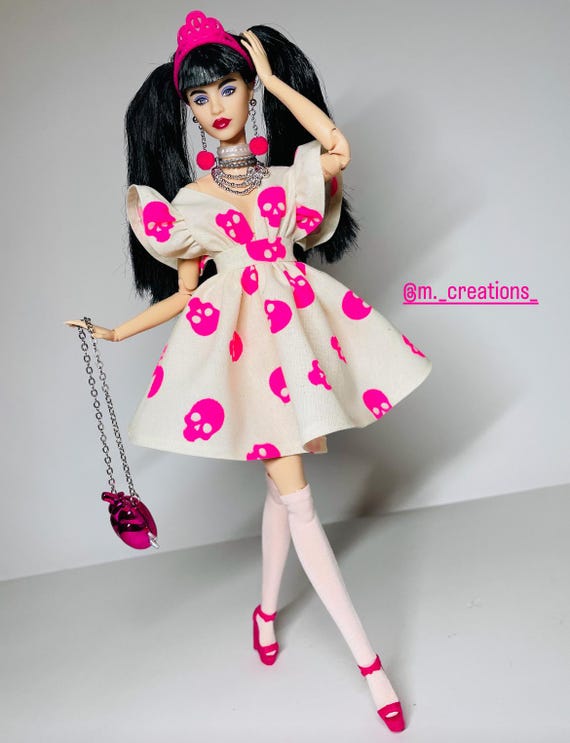 pink skull dress Black & Pink Skull Rose Lace-Up Dress