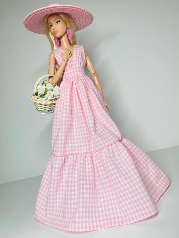 Vichy Print Long Dress for 1:6 Scale Dolls - Etsy