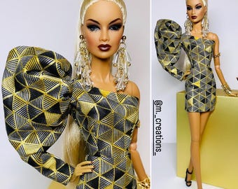 Asymmetrical short dress for 1/6 scale dolls