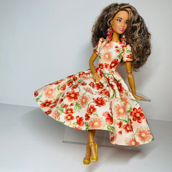Flower Print Dress, for 1:6 Scale Dolls - Etsy Flower Print Dress, for 1:6 Scale Dolls - Etsy
