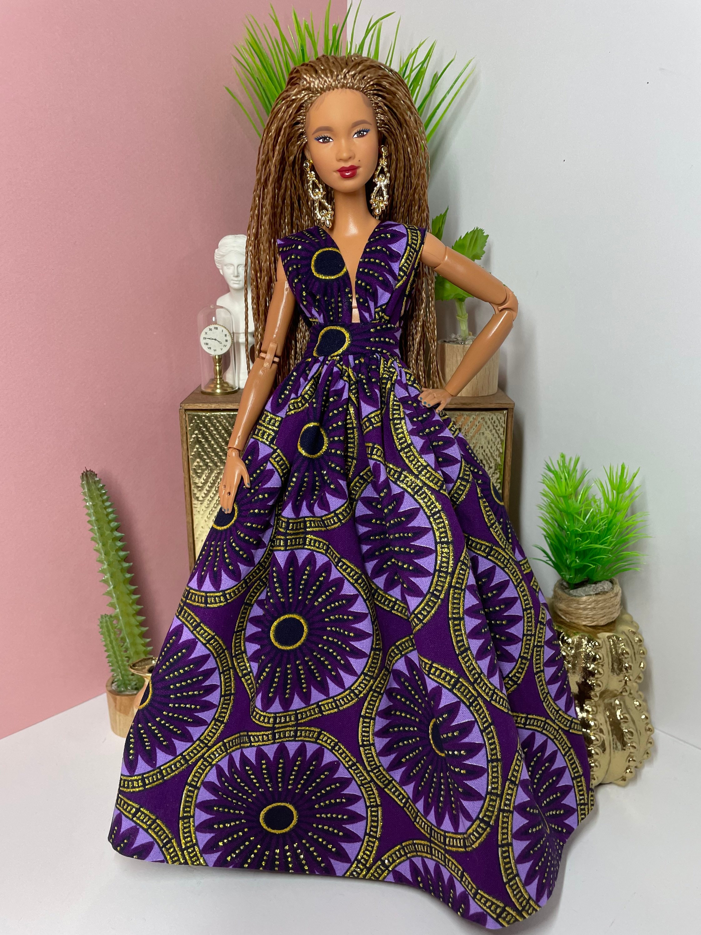 Robe En Soie Mauve Pour Poupée Ancienne 48-51 Cm - Jumeau, Bru - France