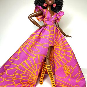 Pink dress with orange print, for 1:6 scale dolls image 6