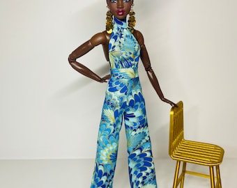 Plumes printed jumpsuit for 1/6 scale dolls