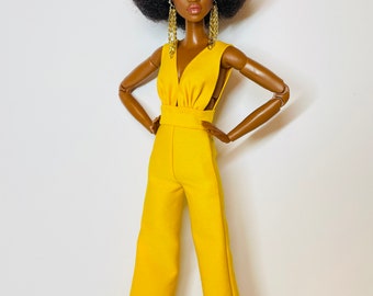 Yellow jumpsuit for 1/6 scale dolls