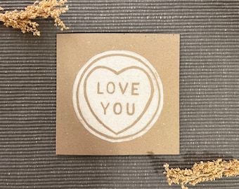 Love You Sweet Lino Print Greeting Card, Hand-Printed Anniversary Card