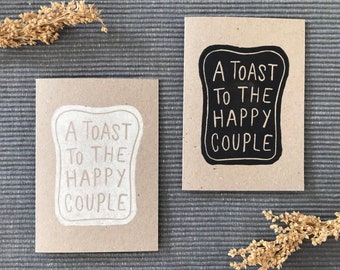 Funny Wedding Card: Toast to the Happy Couple Lino Print